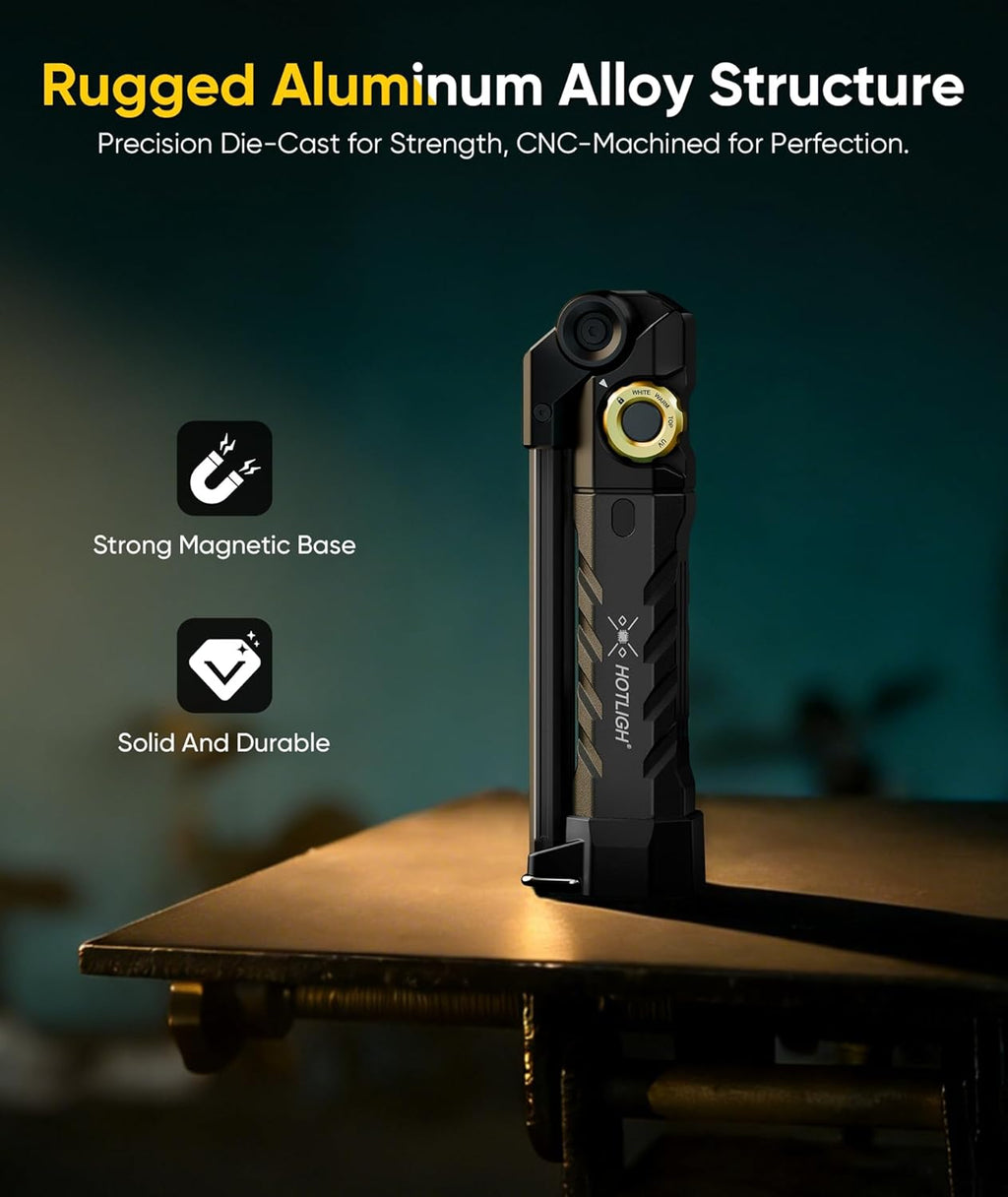 ZF7885 5000mAh Rechargeable Work Light - 1500 LM Magnetic Flashlight, 4 Mode Mechanic Light with 395nm UV Lighting