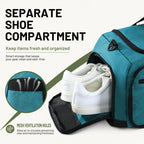 Packable Travel Duffle Bag with Shoe Compartment, 50L, Teal
