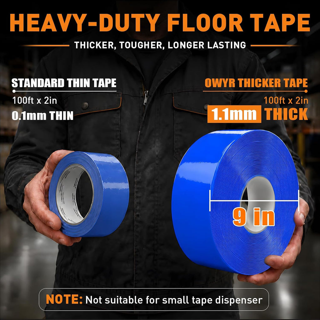 Floor Marking Tape, 1.1mm Extra Thick, Blue, 2 Inch x 100FT