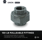 Supply Giant BMUN0114-5 Union Pipe Fitting With Female Threading, Malleable Iron Connector, 1-1/4 inch, Black (Pack Of 5)