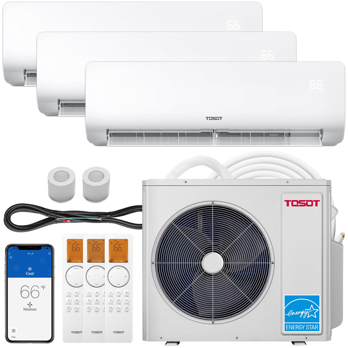 30,000 BTU 3 Zone Mini Split Air Conditioner 21 SEER2, Cosmo Series