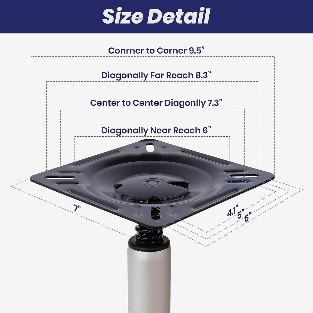 Boat Seat Pedestal Base Mount Kit,Package with 11″ Height Lock in 3/4" Boat Seat Pin Post & 7" x 7" Stainless Steel