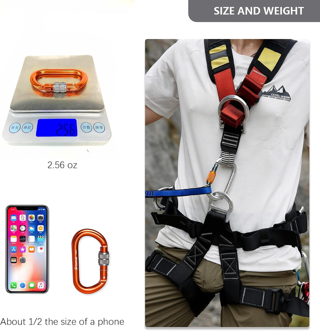 Heavy Duty Carabiner, 25kn(About 5620 lbs) Oval Carabiner Clip O-Shape Rock Climbing Carabiner Lightweight Caribeener