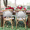 SFN 2 PCS White Flower Chair Sashes Chair Cover Chair Spandex Bands Bows tie for Thanksgiving Christmas Wedding