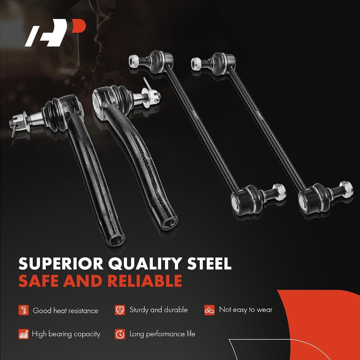 A-Premium 6Pcs Front Suspension Kit, Sway Bar Link, Inner Outer Tie Rod End