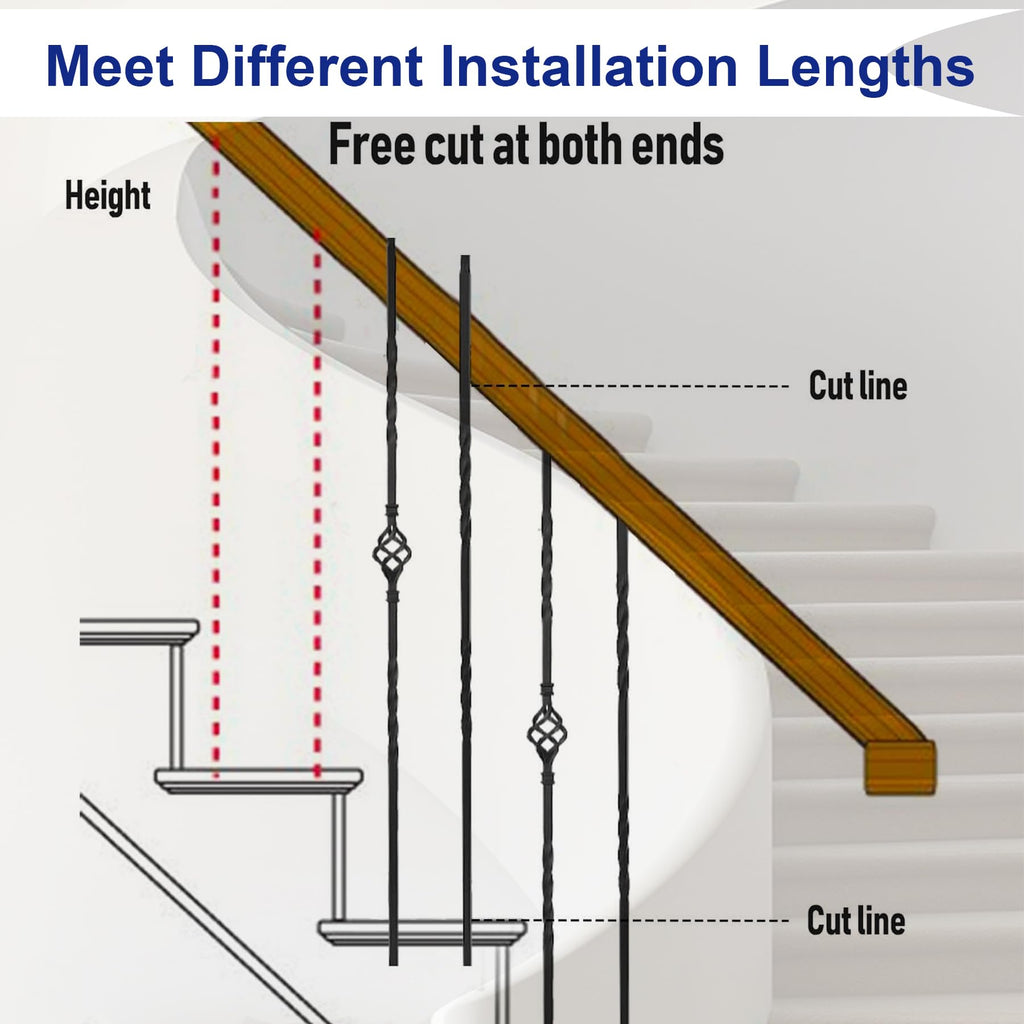 30-Pack Iron Balusters for Staircase Interior, Basket & Twist Design