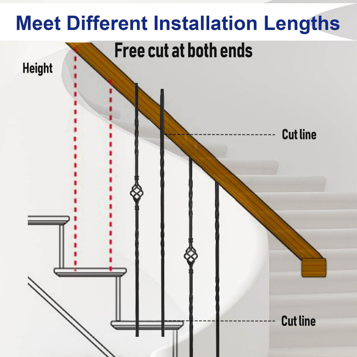 30-Pack Iron Balusters for Staircase Interior, Basket & Twist Design