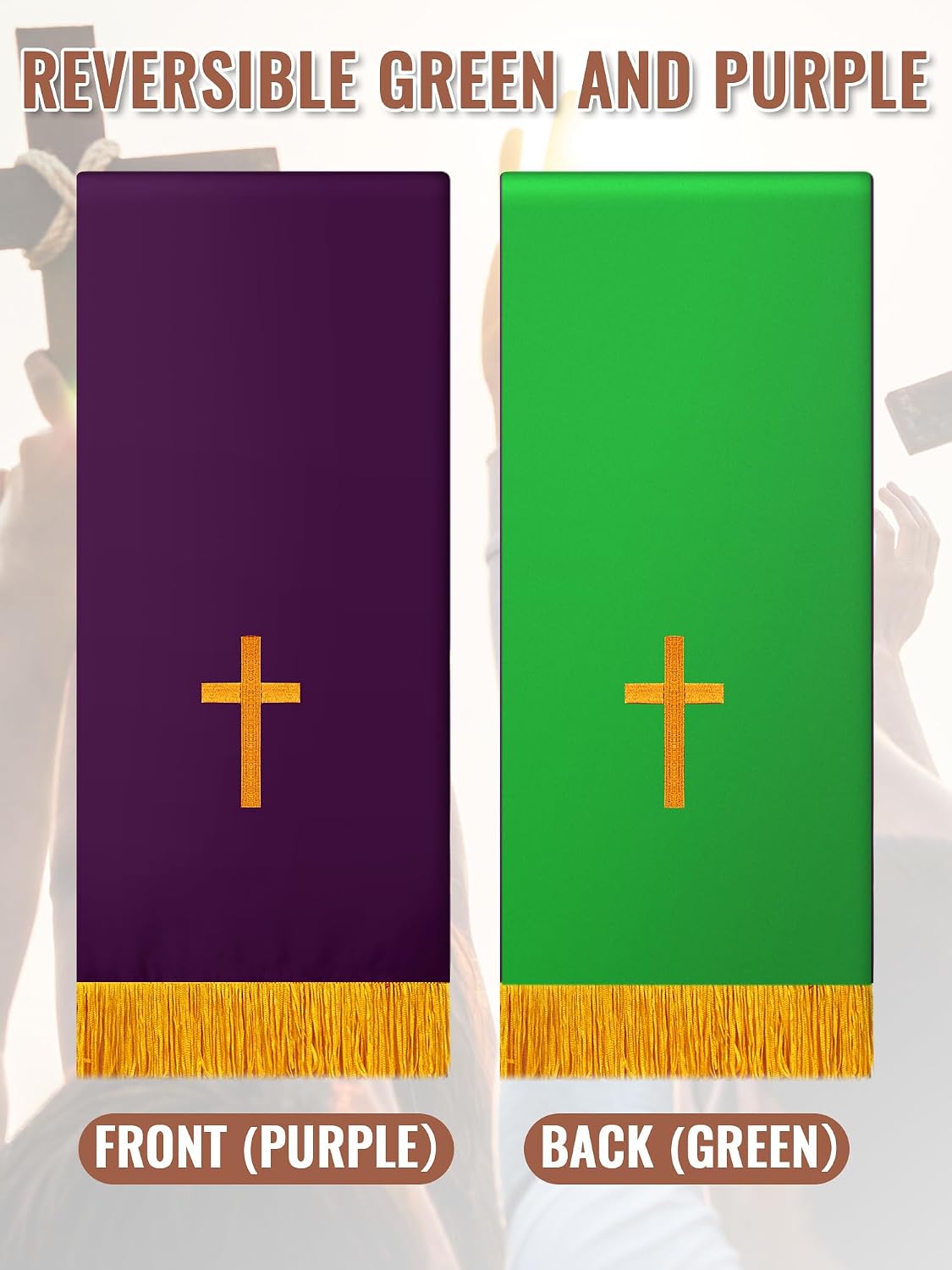3 Set Parament Table Runner Altar Cloth Green and Purple