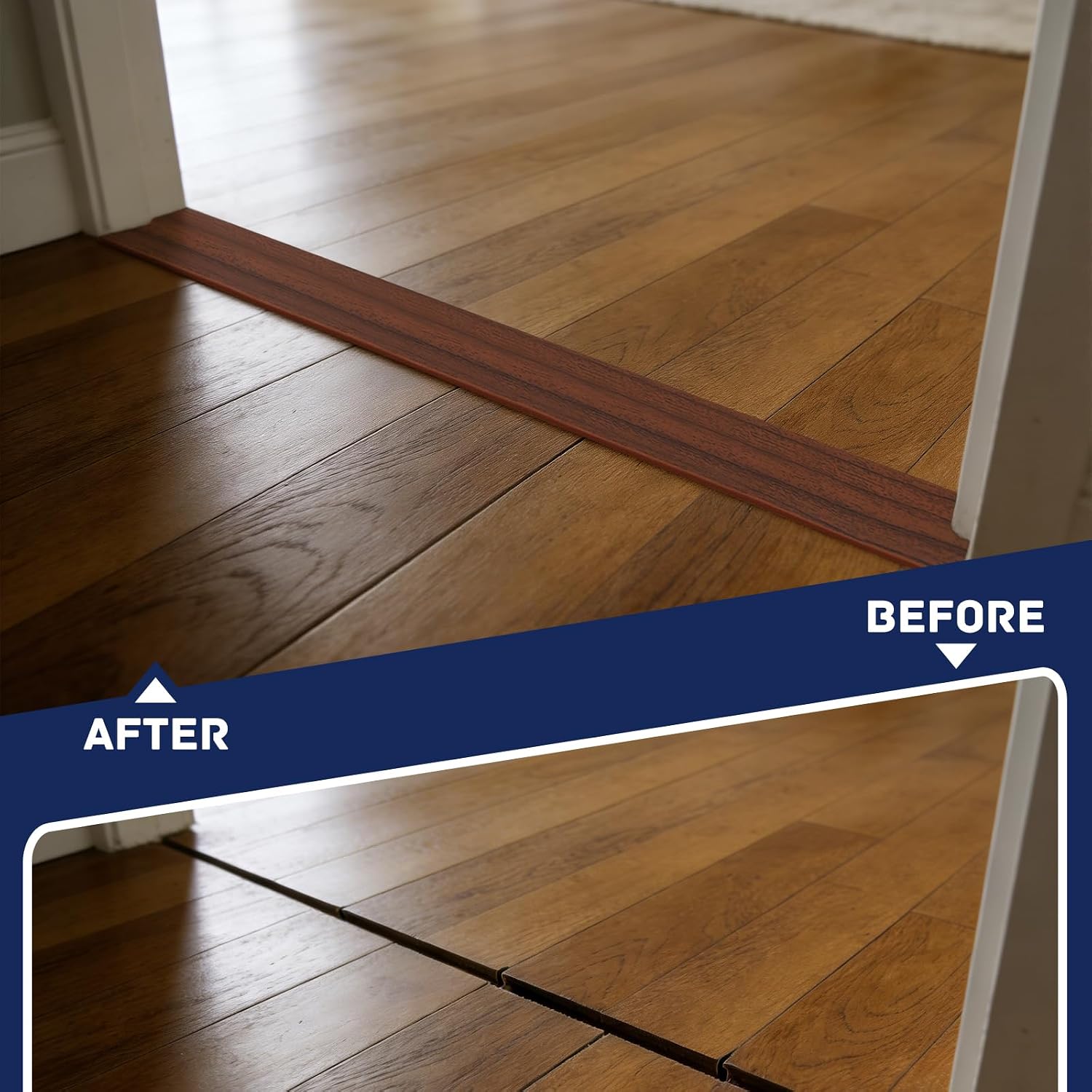 Self Adhesive Floor Transition Strip T Molding 10 ft x 1.97" (L x W) for Wood Tile Doorways Easy Install Gap Cover