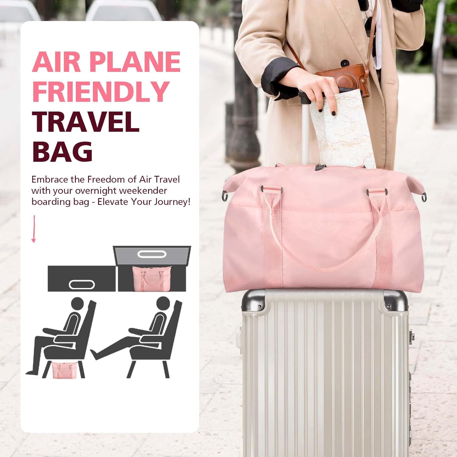 Travel Duffle Bag, Waterproof Weekender Carry On Tote Bags for Women, Sport Gym Bag for Men, Hospital Bag for Labor