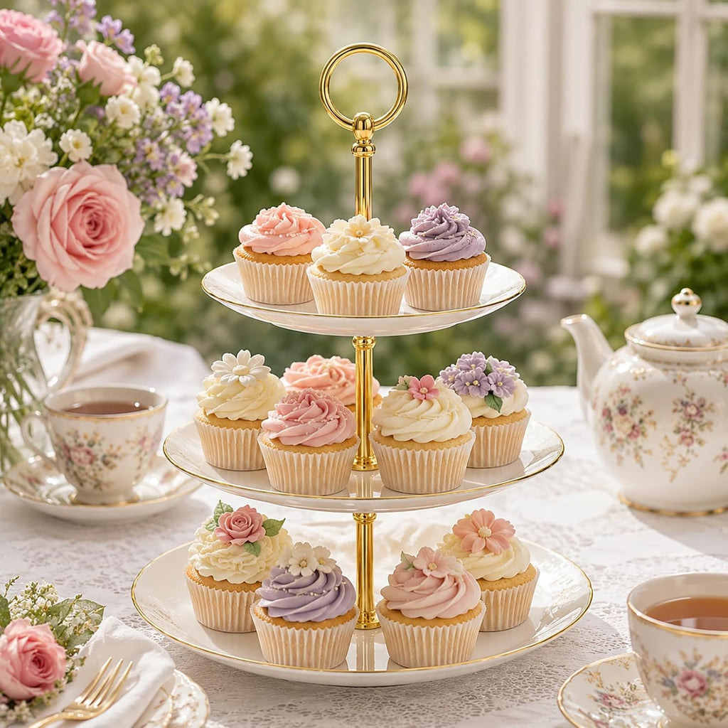 2 Sets 3-Tier Tray Hardware Kits, Vintage Cake Stand Handle Fittings, Heavy Duty Zinc Alloy Rods with Screws &