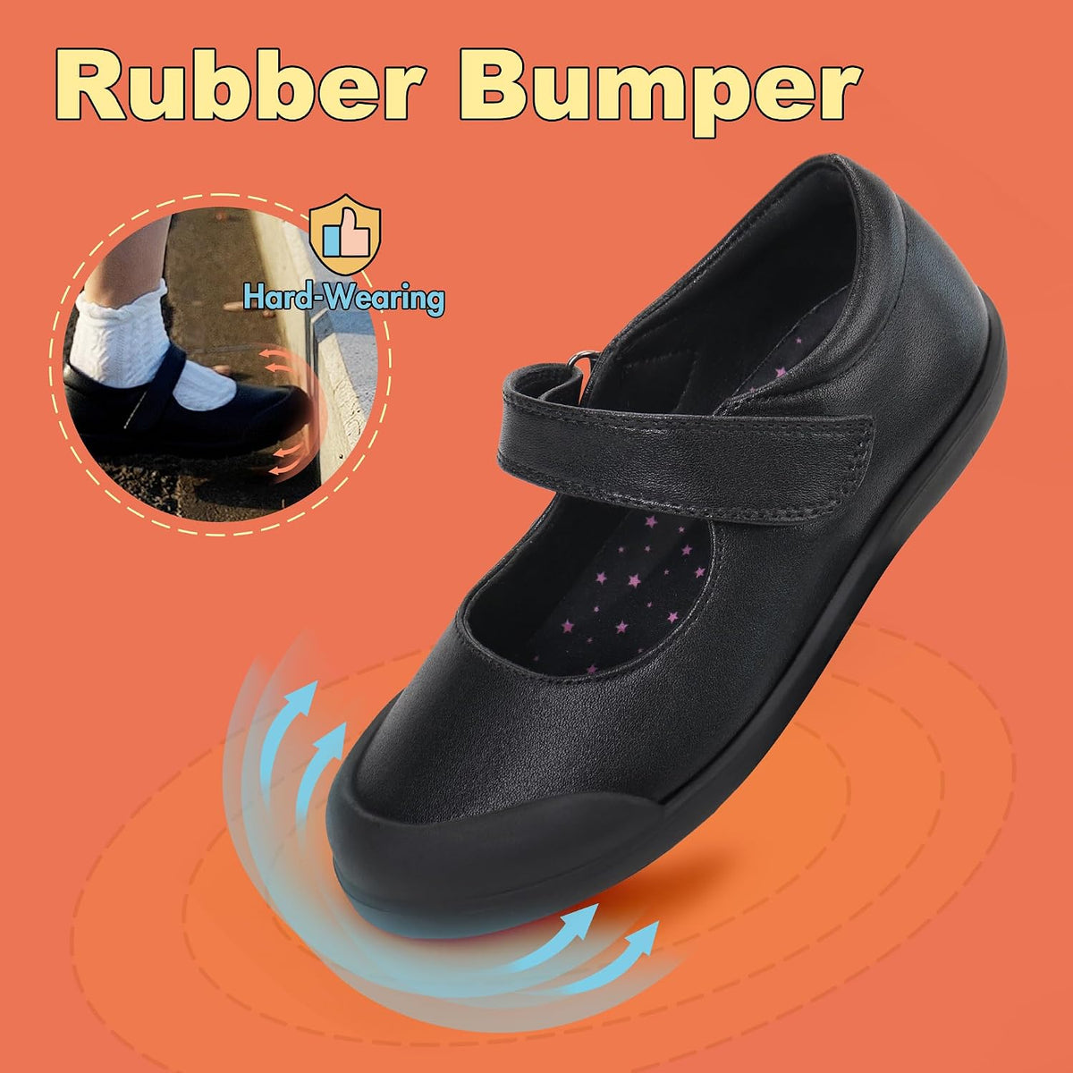 Girl's Strap Mary Jane Flats Durable School Uniform Dress Shoes (Toddler/Little Kid/Big Kid/Youth)