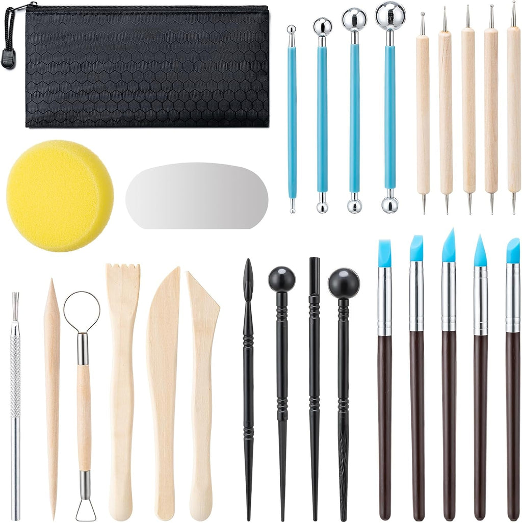27 Pcs Polymer Clay Sculpting Tools Kit for Adults, Light Yellow | Multi-Functional for Carving, Dotting & Molding