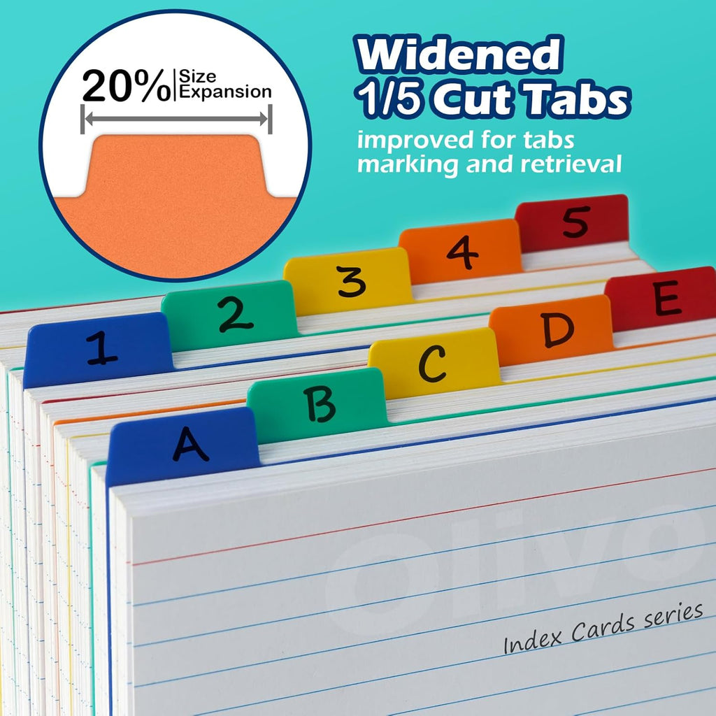 3x5 Index Card Dividers Tabs, Plastic A-Z Guides, Colored, 30 Pack | 3 x 5 Inch, Poly Plastic, Alphabet and Blank