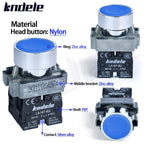 2Pcs 10Amp 22MM Momentary Push Button Switch Blue 1NO 1NC SPDT Metal Button IP65 Waterproof 7/8" Hole