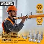 MooxHAI 30 Pack 2 Inch J Hooks for Cable Management with Retainer Clips