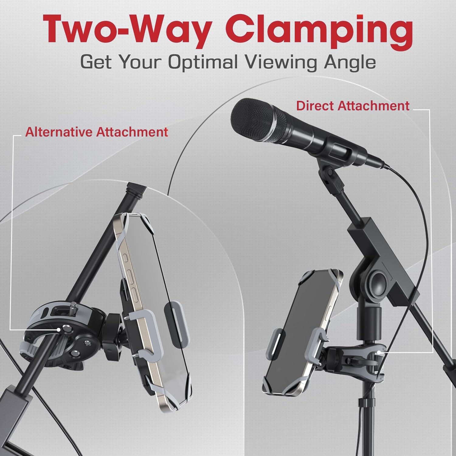 CR-30 SlimClip Mic Stand Phone Holder, iPhone Clamp Mount, Pole Phone Mount, Microphone, Music or Drum Stand