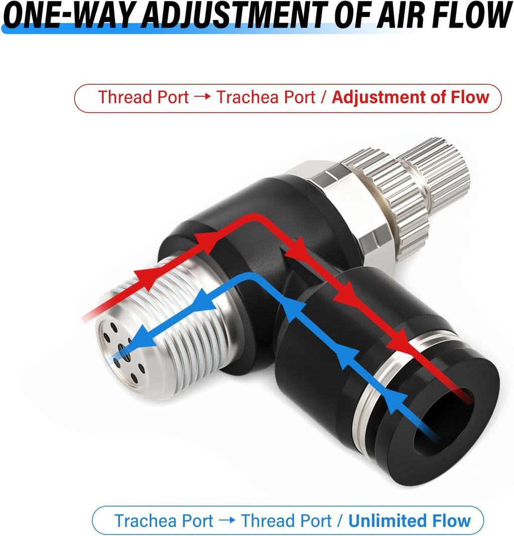 TAILONZ 1/4" x 1/4" NPT SL-1/4-N2 Elbow Flow Control Valve 3Pcs