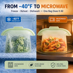 Silicone Food Storage Bags, Reusable, High-Temperature Resistant, Leak-Proof Upright Freezer Bags, Microwave and