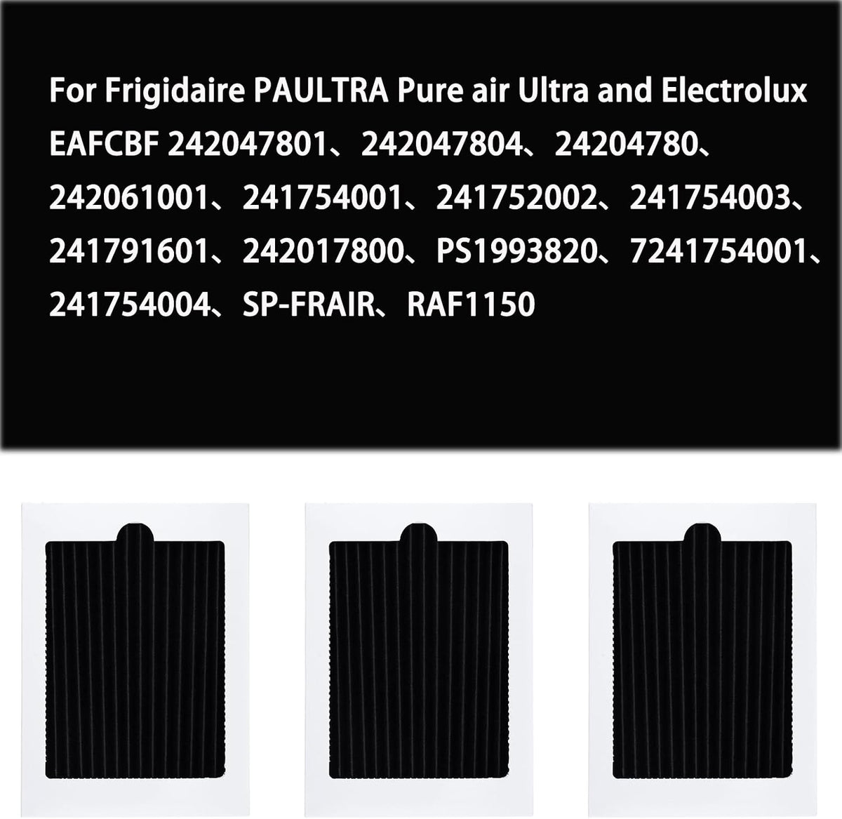 Refrigerator Air Filter For Whirl-pool FGHB2866PF FGHF2366PF FGSS2635TF FPBC2277RF FGHC2331PF FGHS2655PF LGHB2867PF FGHS2631PF Air Filter Replacement (3 Pcs)