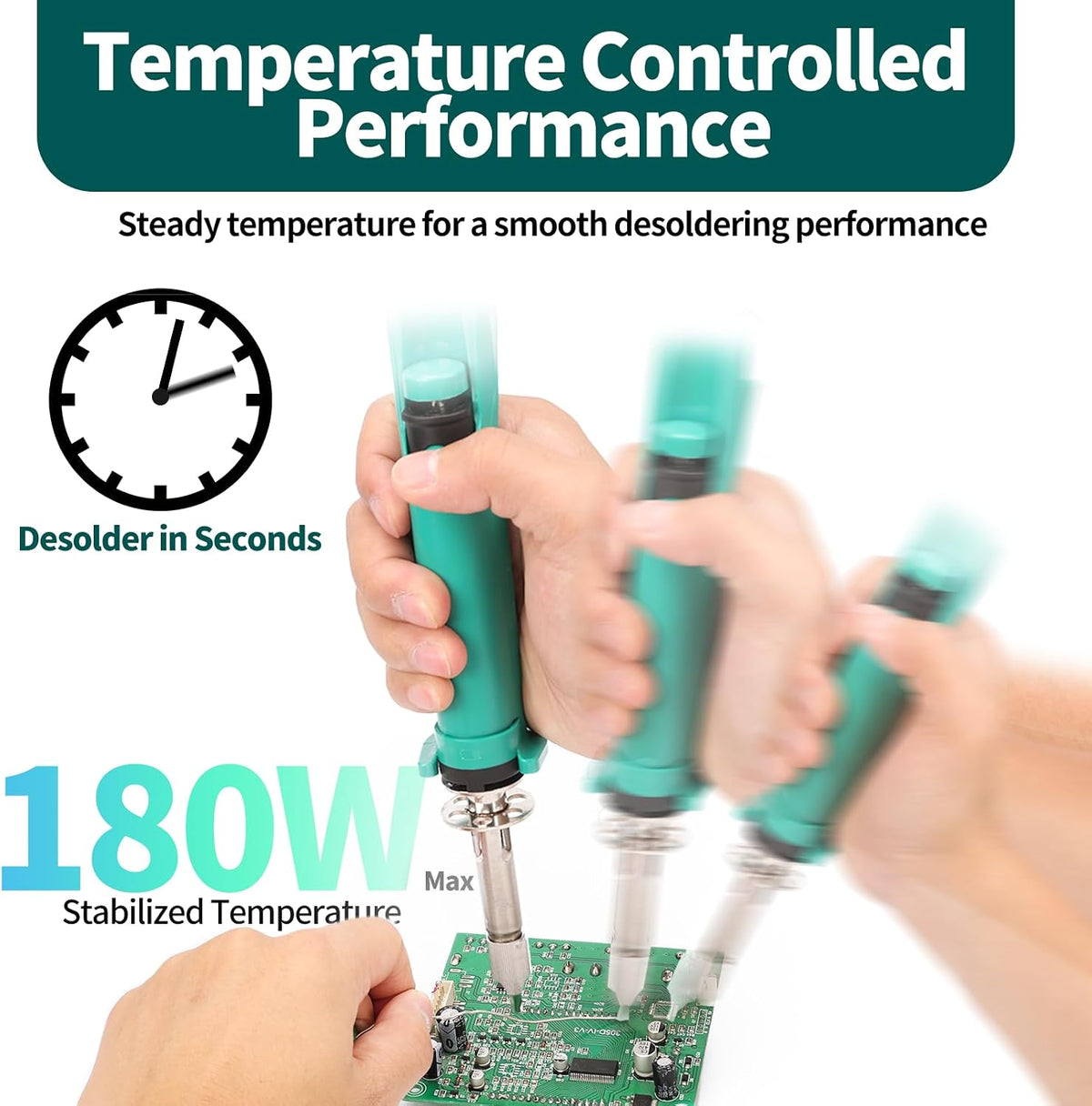 YIHUA 929D VI Temperature Controlled Electric Desoldering Iron with Upgraded Performance Heated Solder Sucker Tool with 3 Nozzles Soldering Iron Pump Function