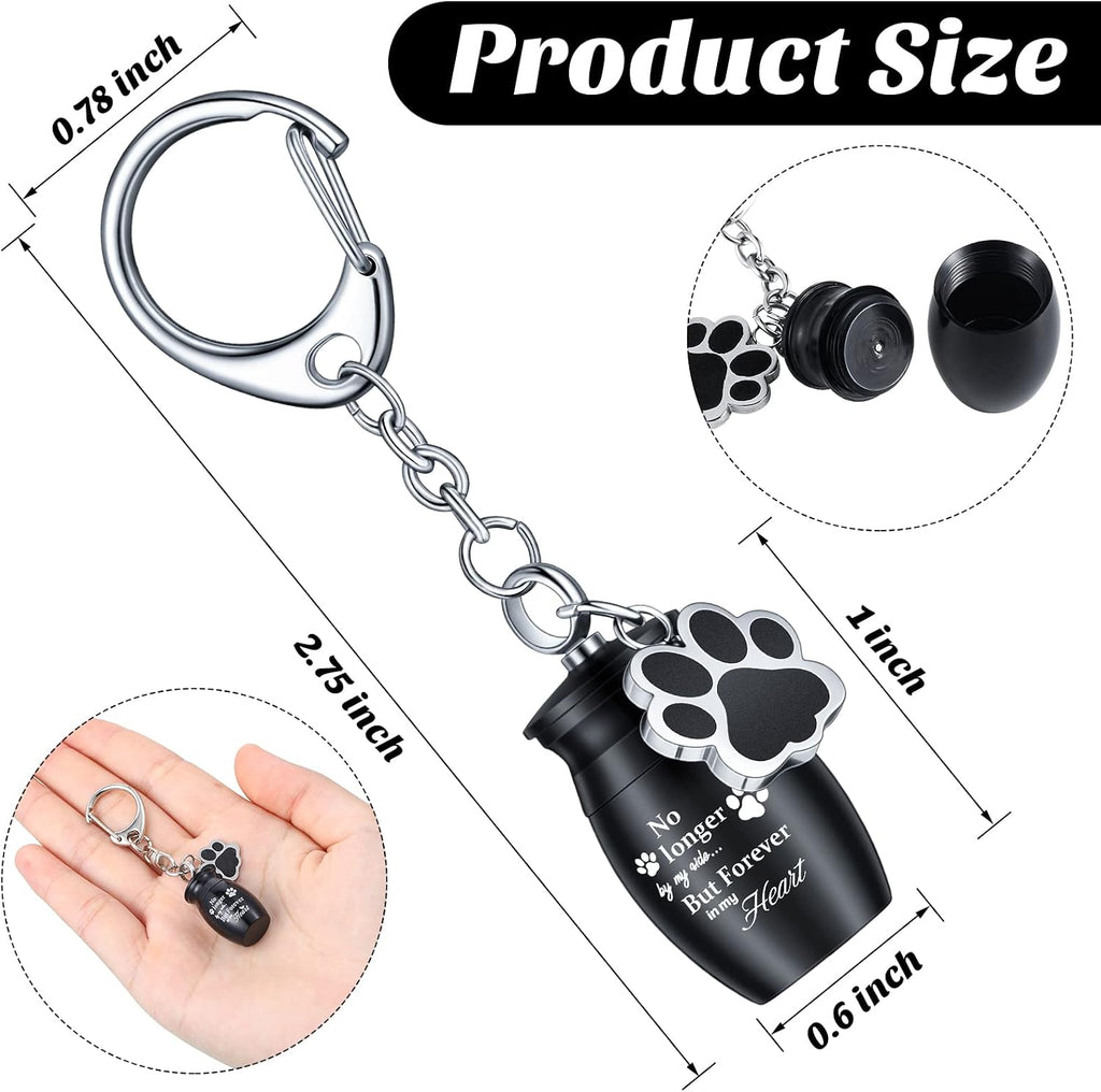 2 Pcs Pet Urn Keychain for Ashes Dog Cat Paw Print