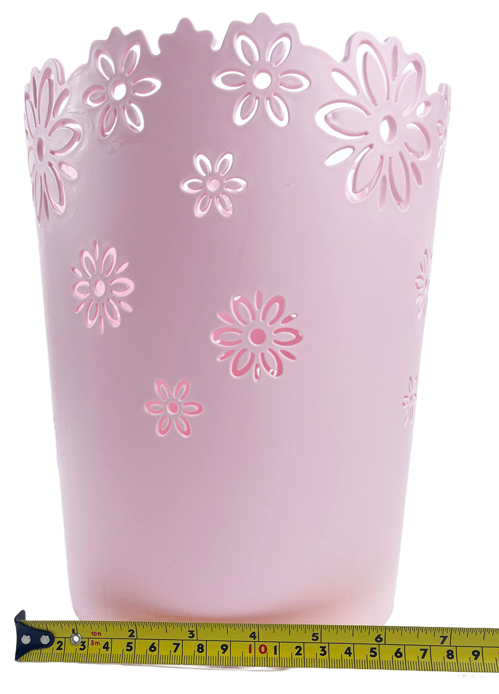 Wastebasket, Hollow Flower Shape Plastic Lidless Wastepaper Baskets Trash Can (Pink, Large)