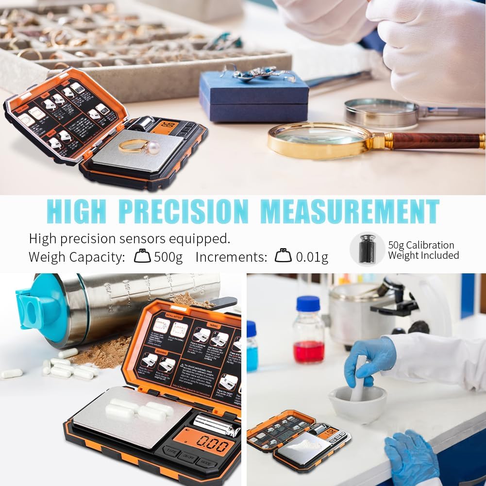 Digital Pocket Scale, 500g x 0.01g Gram Scale, High Precision
