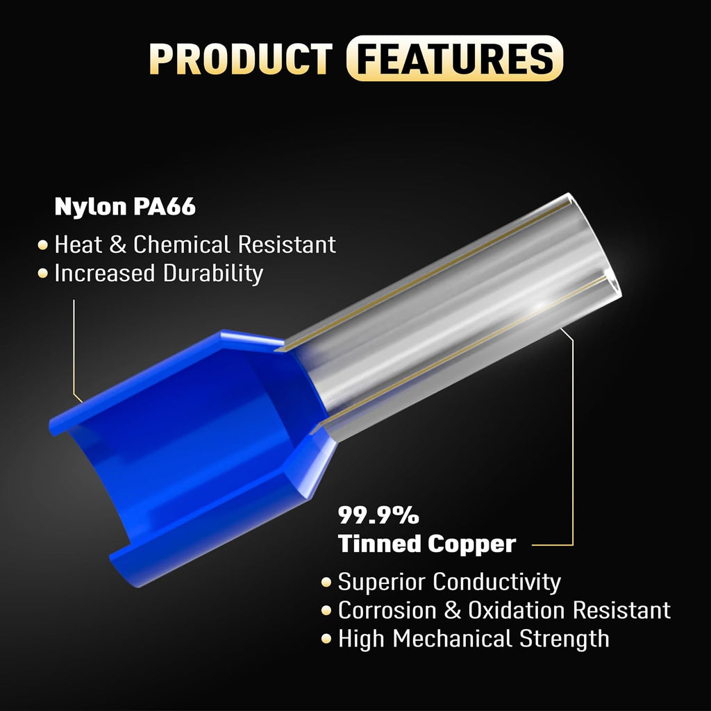 2000 PCS Wire Ferrule Kit, 22-10 AWG Premium Terminals Connectors