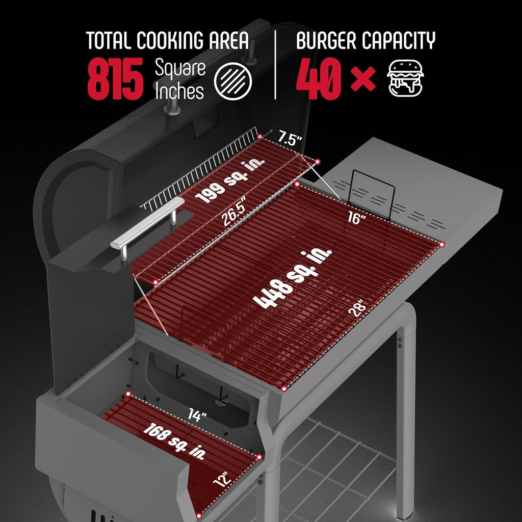 Heavy-Duty 30-Inch Charcoal Grill with Offset Smoker Grill