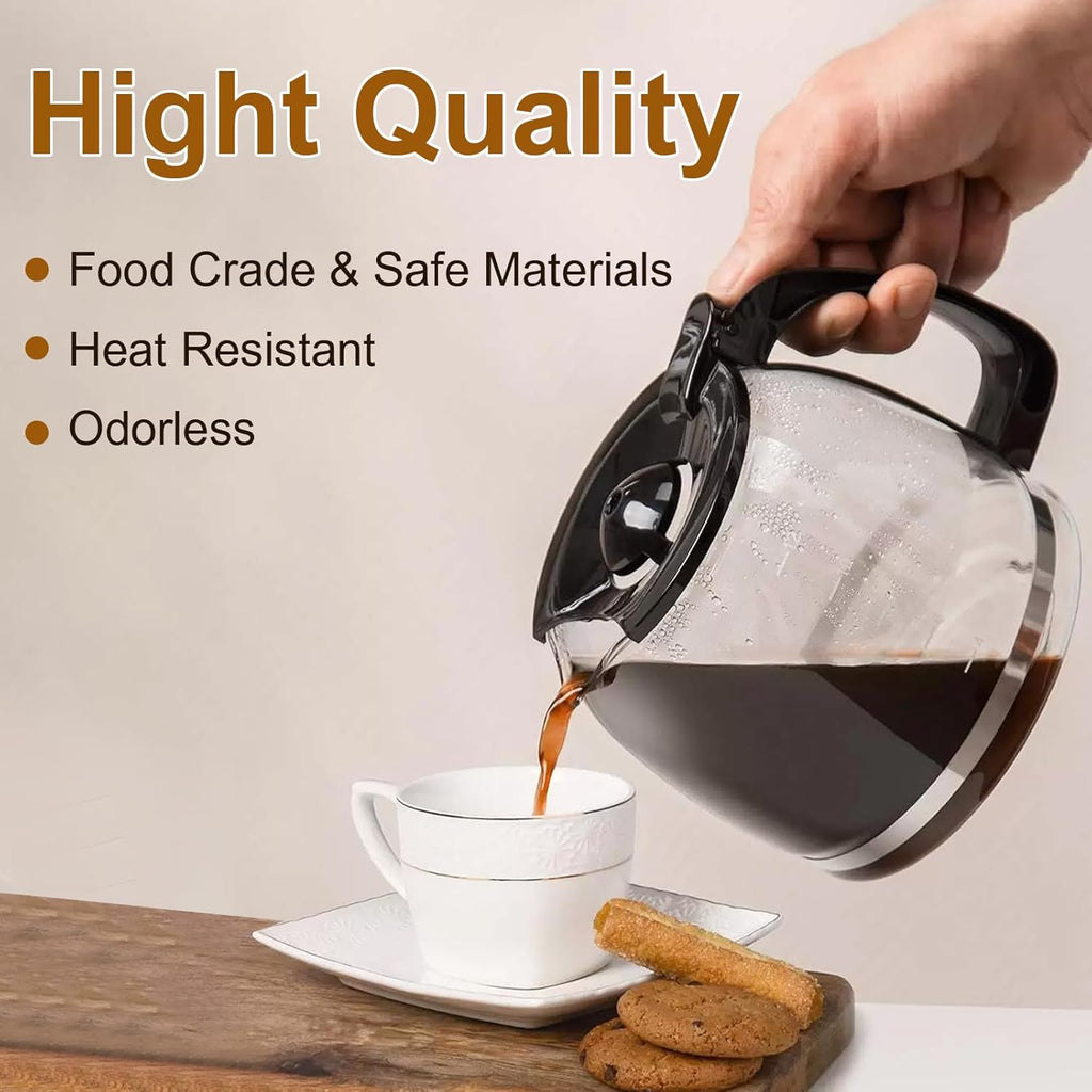 12-Cup Glass Coffee Carafe for Drip Coffee Makers,1.8L Universal Carafe Pot