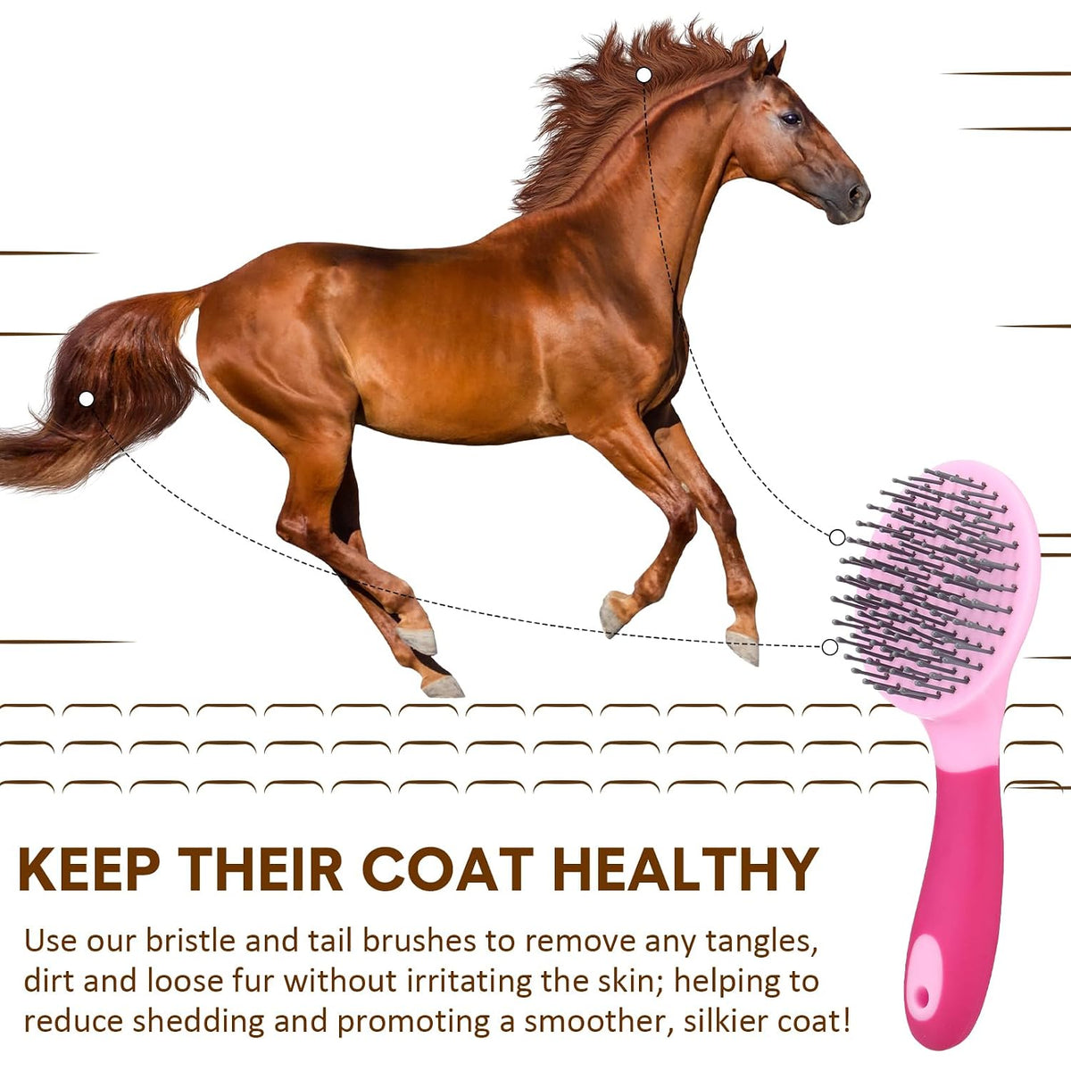 2 Pack Mane and Tail Brush Mane and Tail Horse Bog Brush with Grip Random Color