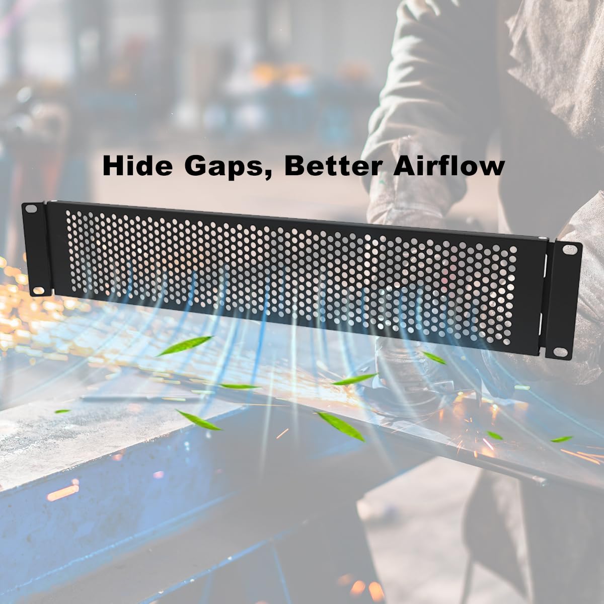 2 Pack 2U Hinged Perforated Blank Panel for 19" Rack Mount