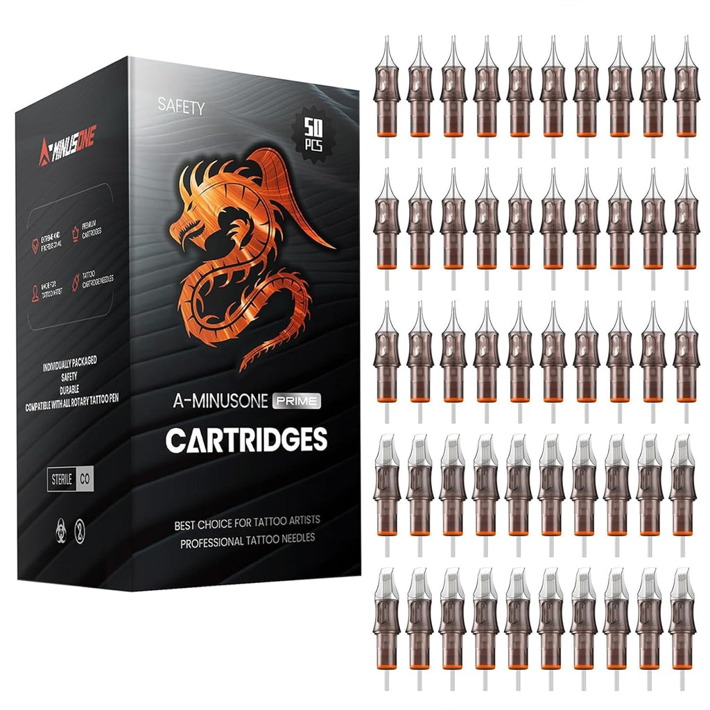 50 Assorted Tattoo Cartridge Needles Mixed Size 5 Pcs each of #10 Round Liner 3RL 5RL 7RL, #12 Round Liner Shader