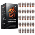 50 Assorted Tattoo Cartridge Needles Mixed Size 5 Pcs each of #10 Round Liner 3RL 5RL 7RL, #12 Round Liner Shader