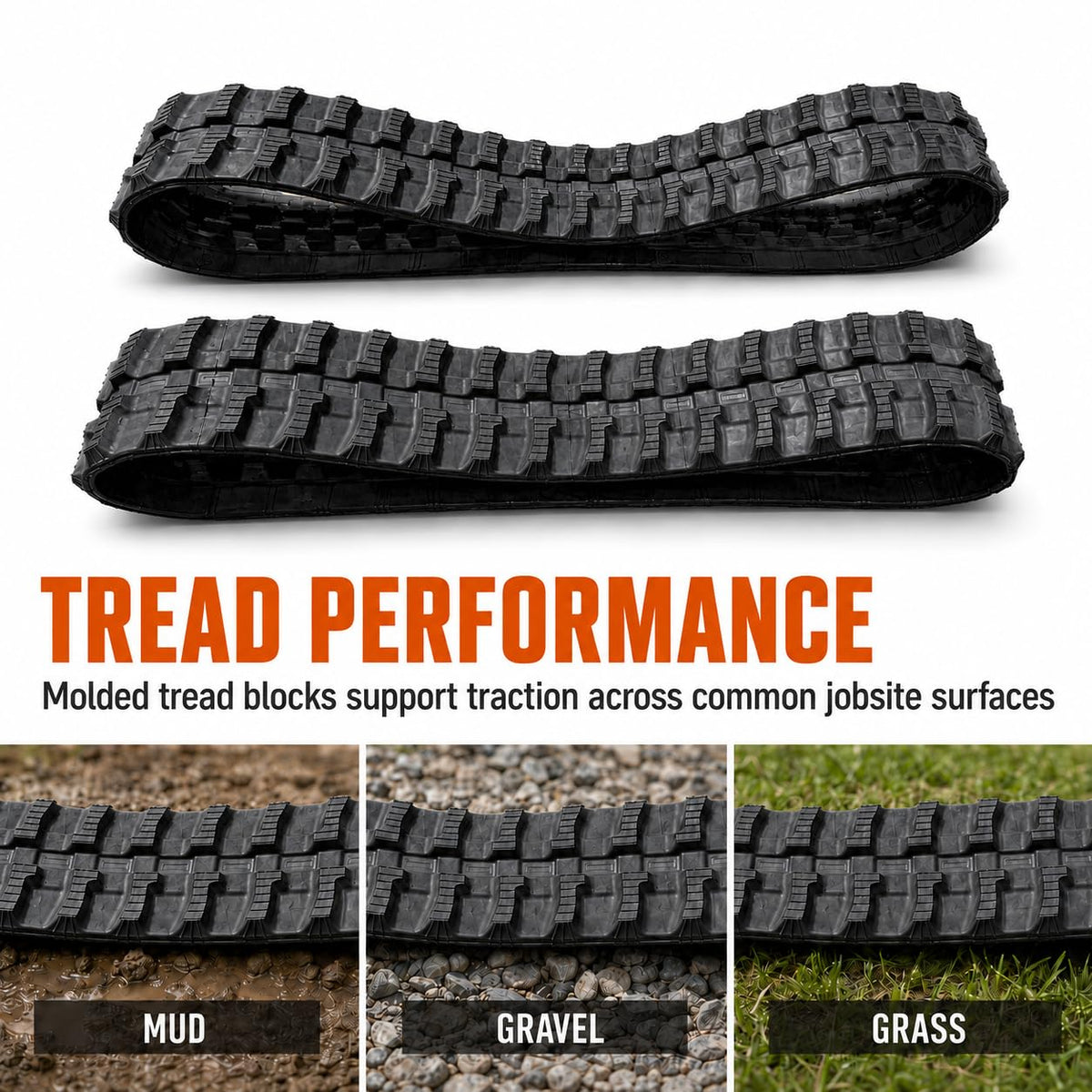 2 Pack Rubber Tracks 180x72x37 for 0.8-2 Ton Mini Excavators