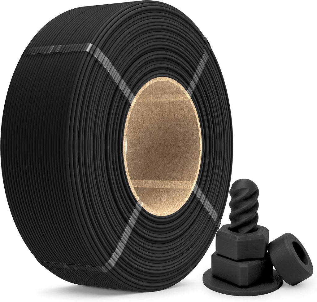 PETG Filament Refill 1.75mm 1KG, Matte Black | High Speed 3D Printer Filament Refill, No-Spool PETG Refill for