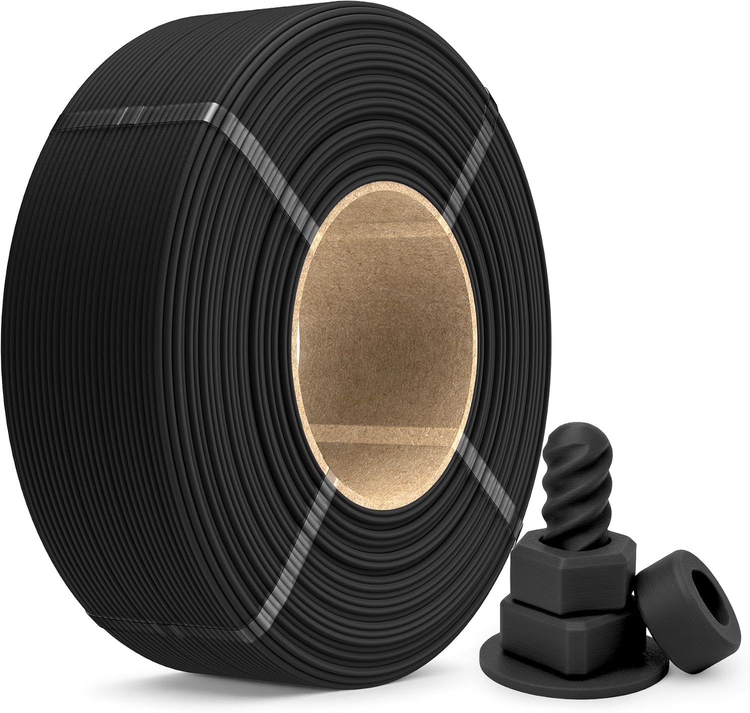 PETG Filament Refill 1.75mm 1KG, Matte Black | High Speed 3D Printer Filament Refill, No-Spool PETG Refill for