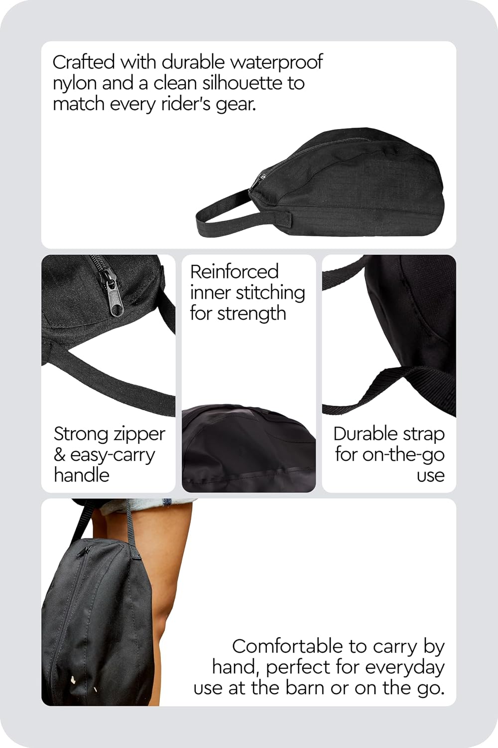 Waterproof Nylon Equestrian Helmet Bag, Durable Ripstop Design