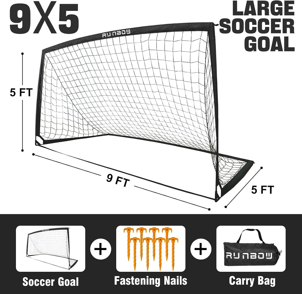9x5 FT Kids Soccer Goals for Backyard, Portable Soccer Net with Carry Bag | Foldable Frame, Easy Set Up, Indoor and
