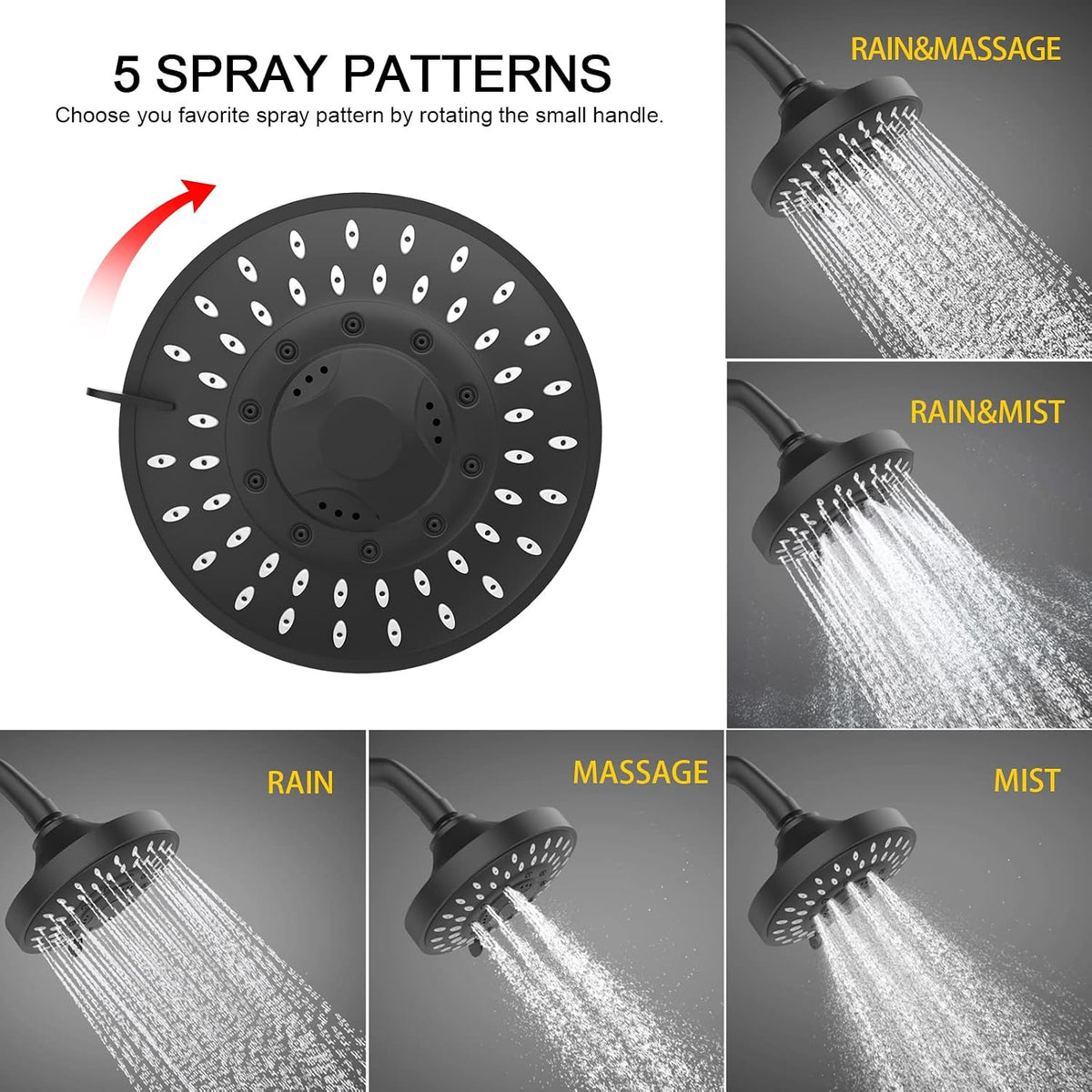 Shower Head with Shower Filter, Filtered Shower Head for Hard Water