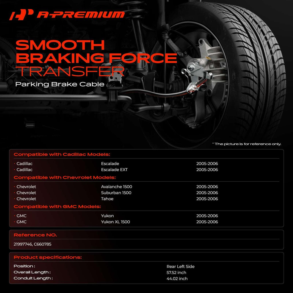 A-Premium Rear Driver Parking Brake Cable Assembly