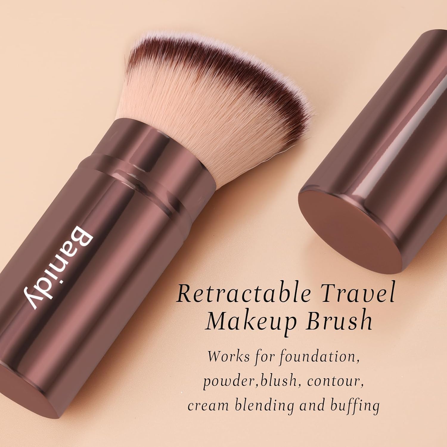 Makeup Brush Retractable Kabuki Face Brushes Portable Travel Blush Brush | Flawless for Foundation, Powder Blush