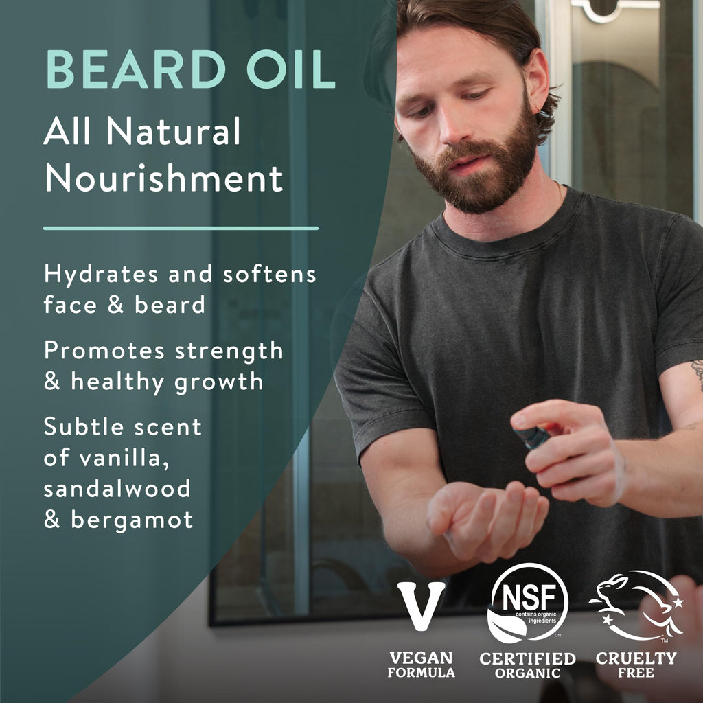 Organic Beard Oil, Babassu & Jojoba, 1 fl oz