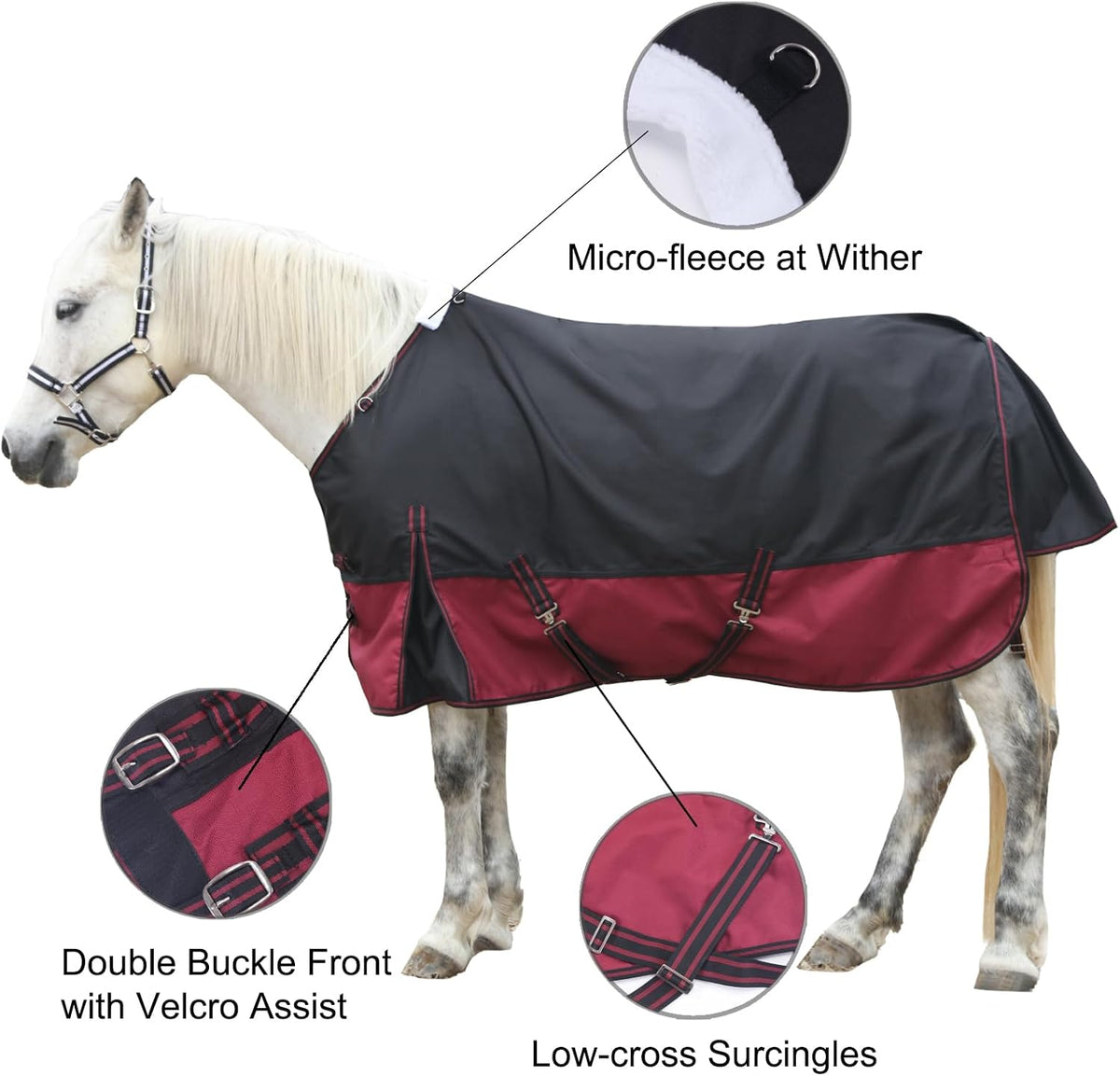 1200D Horse Blanket, 0g No-Fill Waterproof Turnout Rain Sheet