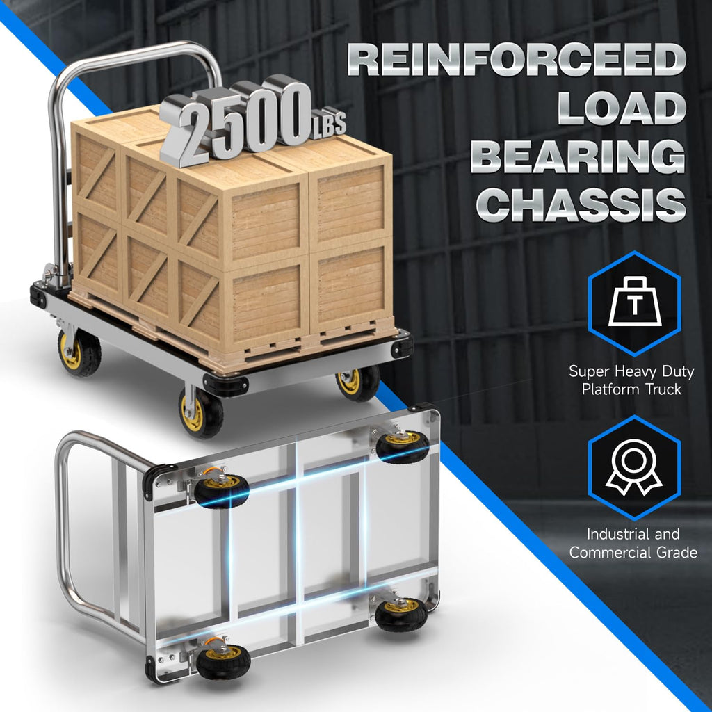 2500 lb Extra Large Platform Truck, 44" x 28" Foldable Flatbed Cart