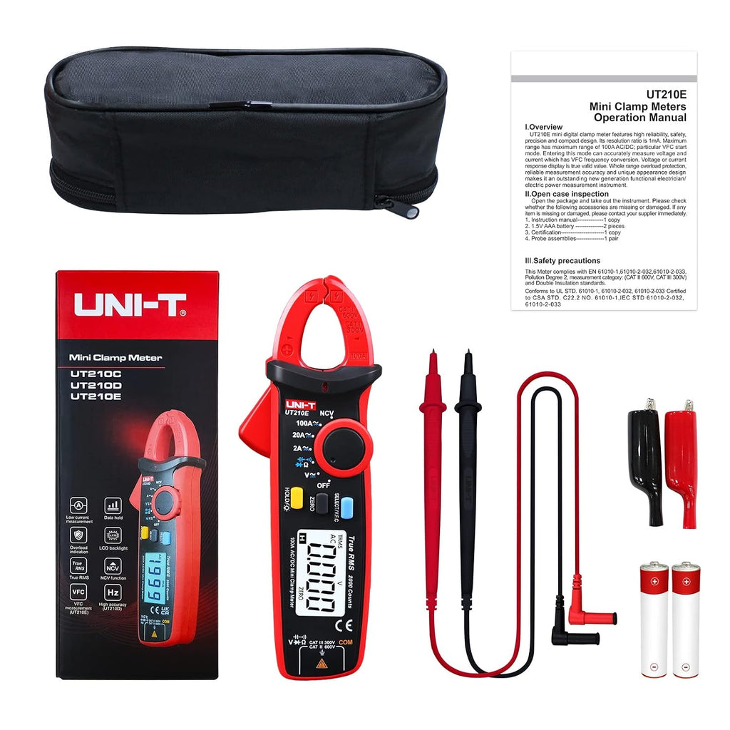 UNI-T UT210e Mini Clamp Meter & Alligator Electric Clips