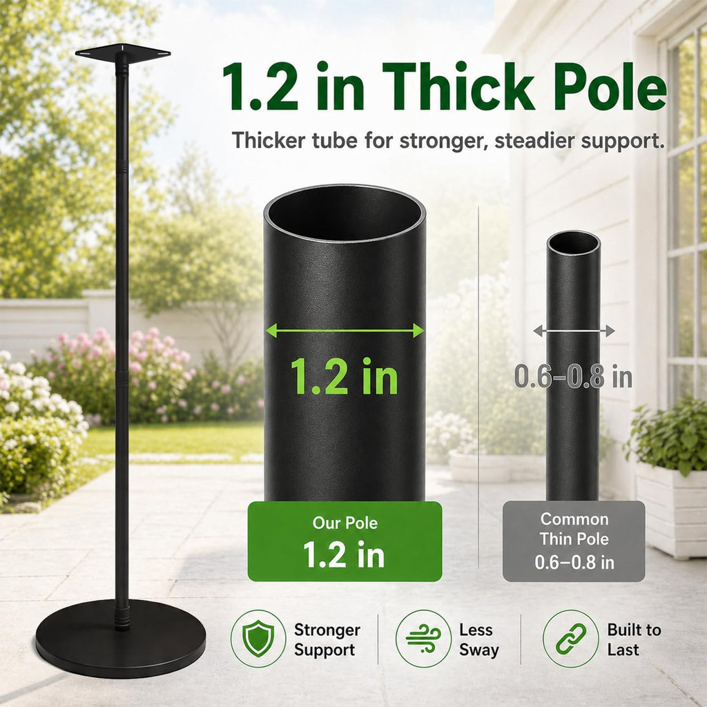 63'' Adjustable Bird Feeder Pole, Heavy Duty Bird House Poles for Outdoors, Portable Bird Feeder Stand with Solid