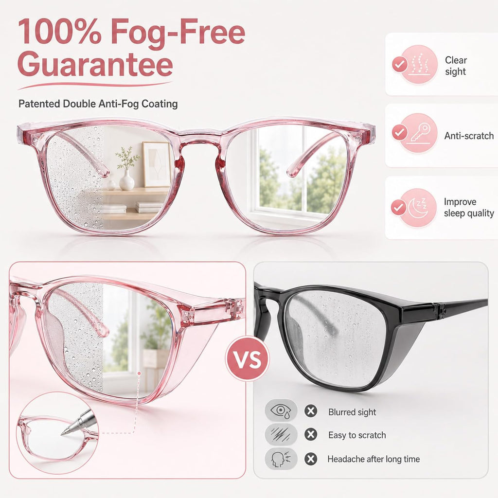 Safety Glasses for Women Lab Nurse Goggles Clear Protective Eyewear | 2 Pack Anti Fog Safety Goggles,Cute Clear