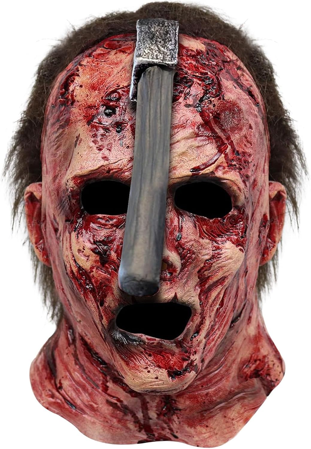 Horror Demon Monster Mask, Adult Latex Axe Pattern Design Scary Mask for Halloween Horror Themed Party Cosplay